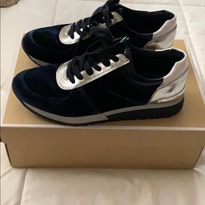 Michael Kors velvet navy blue and silver tennis
